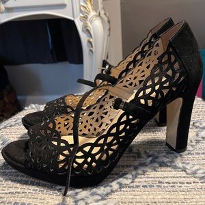 Marvin K Italian lace cutout heels